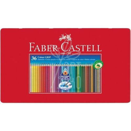 Набір олівців акварельних COLOUR GRIP 2001, тригранні, металева коробка, Faber-Castell