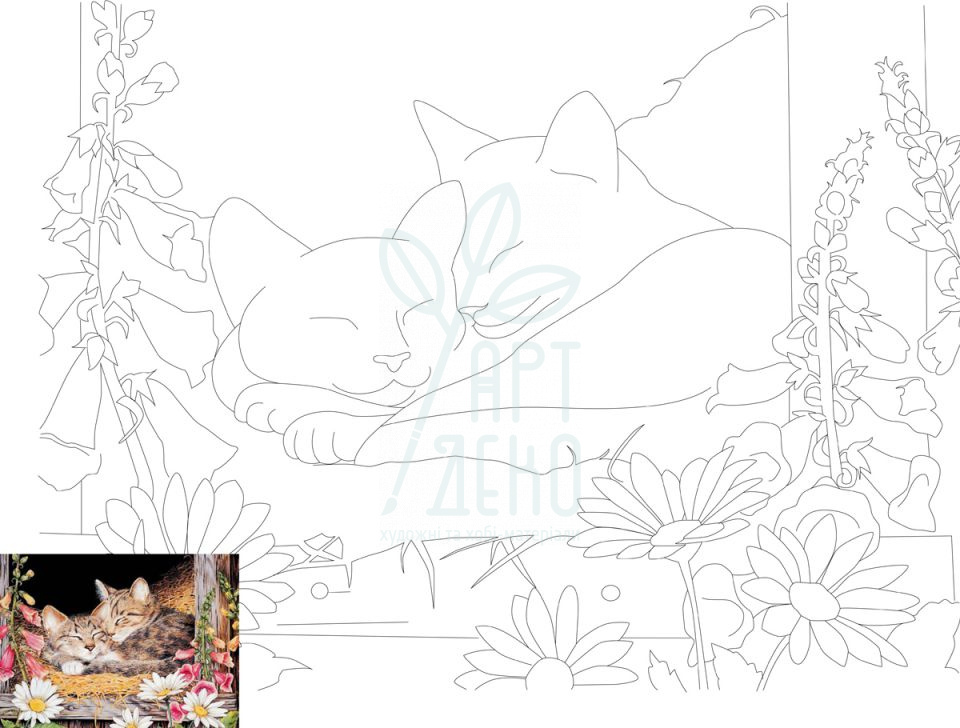 Полотно на картоні з контуром Тварини №2, 30х40 см, бавовна, акрил, ROSA Start