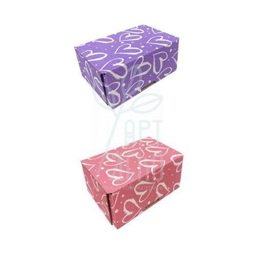 Коробка подарункова, гофрокартон "Серця", 12х8,4х5,3 см, Україна