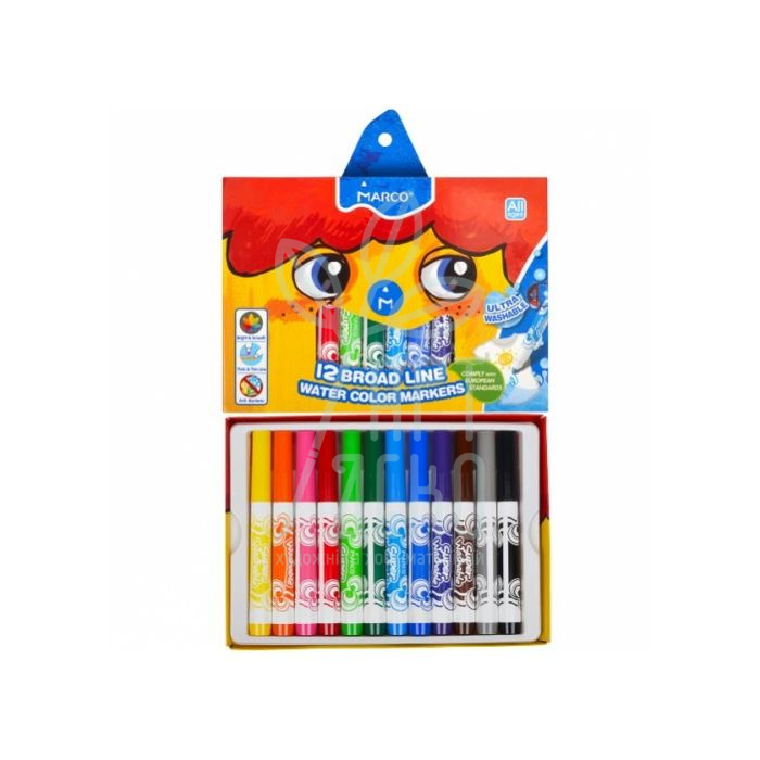 Набір фломастерів Super Washable Jumbo, 12 шт, Marco