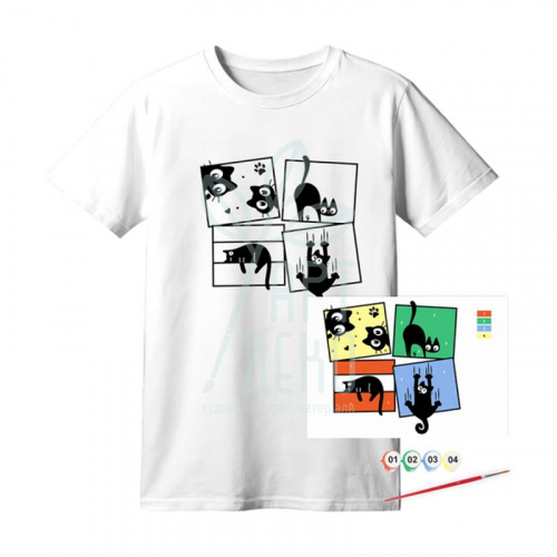 Набір футболка-розмальовка "Black Cats", бавовна 100%, розмір XS, ROSA Talent