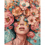 Набір для розпису за номерами "Дівчина у квітах", 40х50 см, Ідейка