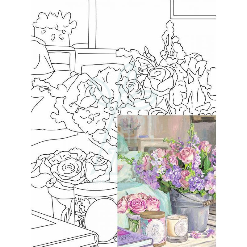 Полотно на картоні з контуром Натюрморт №25, 30х40 см, бавовна, акрил, ROSA Start