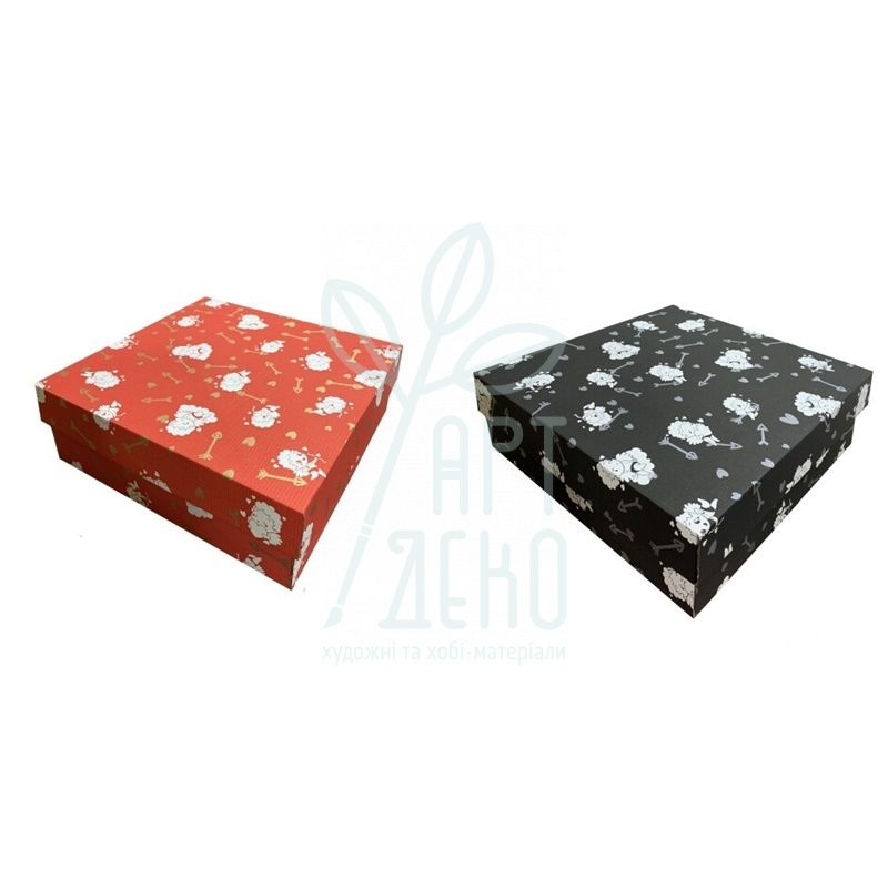 Коробка подарункова, гофрокартон "Купідони", 33х33х10 см, Україна