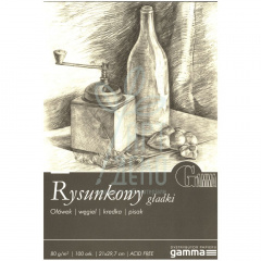 Склейка для малювання Gamma Rysunkowy Gladki, білий, 80 г/м2, 100 л., Польща Склейка для малювання Gamma Rysunkowy Gladki, білий, 80 г/м2, 100 л., Польща