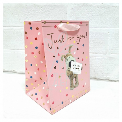 Пакет подарунковий "Just for you", 12,5х16х9,5 см, синій/рожевий, Україна