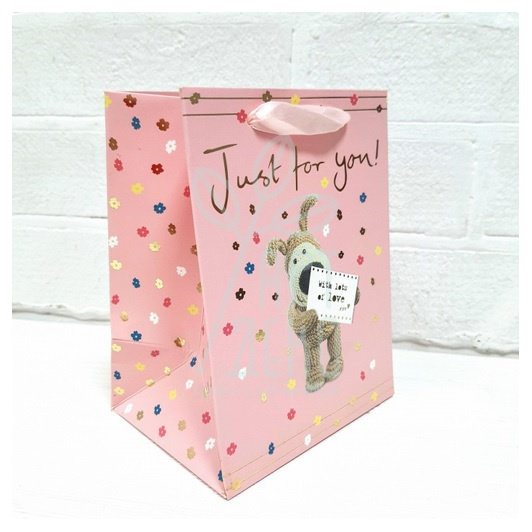 Пакет подарунковий "Just for you", 12,5х16х9,5 см, синій/рожевий, Україна
