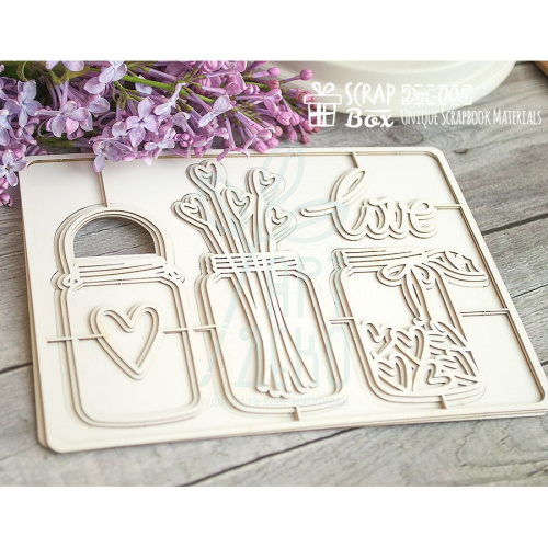 Набір чипбордів 3D "Баночки з любов'ю", Скрапбокс