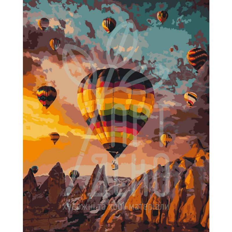 Набір для розпису за номерами "Повітряні кулі Каппадокії", 40х50 см, Art Craft