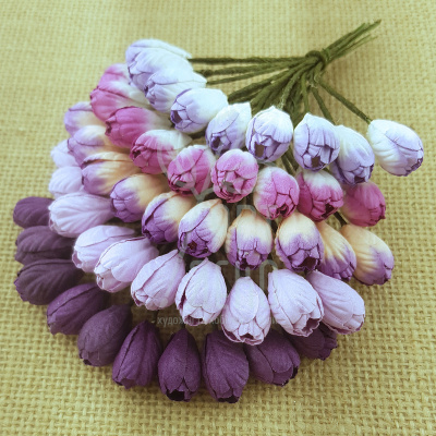 Квіти паперові Тюльпани, фіолетові тони, 1 см, 10 шт., Тайланд