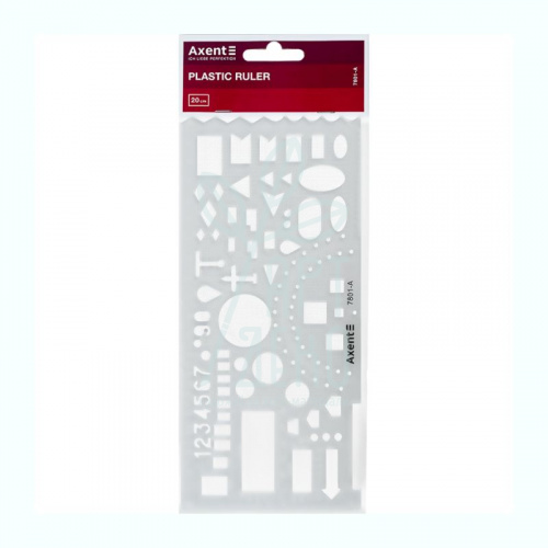 Лінійка-трафарет ізометрична "Офіцерська", 20 см, прозора, Axent