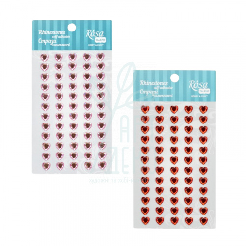 Набір страз самоклеючих "Серця", 8 мм, 60 шт, ROSA Talent