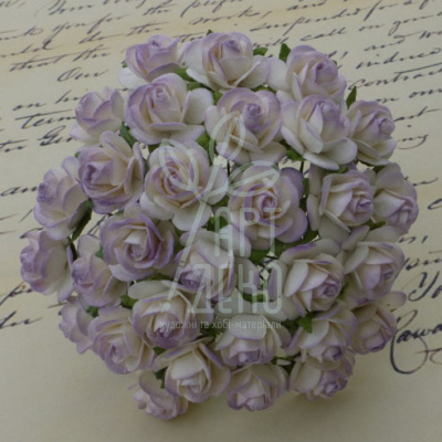 Квіти паперові Троянда Open Rose, кремово-філетова, 2 см, 10 шт., Тайланд