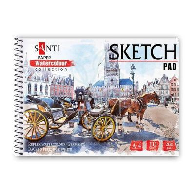 Альбом для акварелі Watercolour Collection "City", спіраль, А4, 200 г/м2, 10 л., Santi