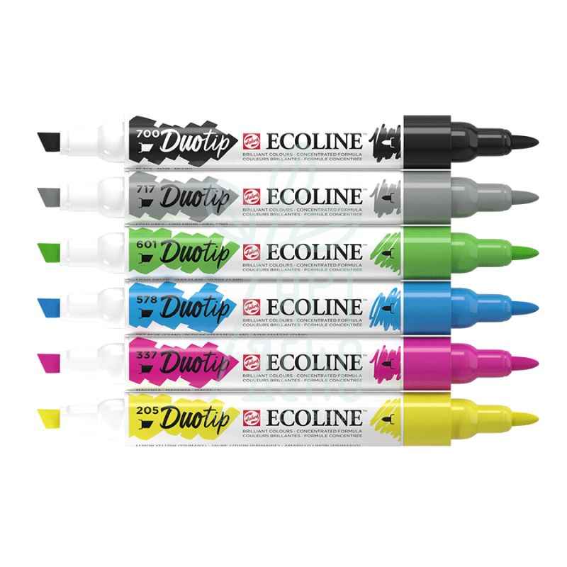 Набір маркерів акварельних двосторонніх Ecoline Duo Tip Basic, 6 шт, Royal Talens