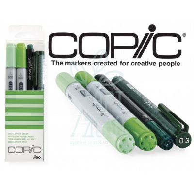 Набір маркерів Ciao Set "Doodle Pack Green", 2 маркери, + лайнер, + ручка, Copic