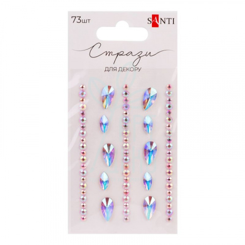 Набір страз самоклеючих "Краплі", рожеві, 73 шт, Santi