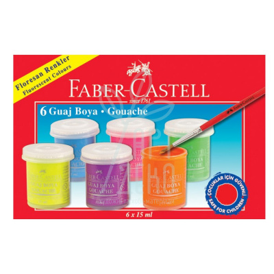 Набір гуашевих флуоресцентних фарб, 6х15 мл, Faber-Castell