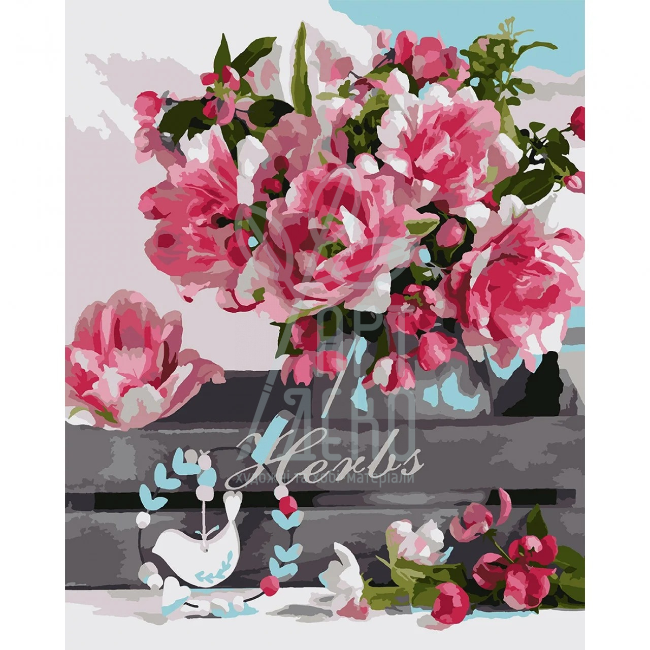 Набір для розпису за номерами "Романтичний букет", 40х50 см, Santi