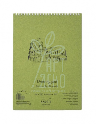 Альбом для акрилу та олії AUTHENTIC Drawing, на спіралі, 290 г/м2, 20 л., білий, SMILTAINIS Альбом для акрилу та олії AUTHENTIC Drawing, на спіралі, 290 г/м2, 20 л., білий, SMILTAINIS