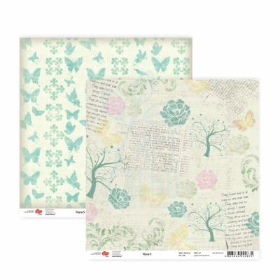 Папір для скрапбукінгу, двосторонній "Flora" 5, 30,5х30,5 см, 180 г/м2, ROSA Talent