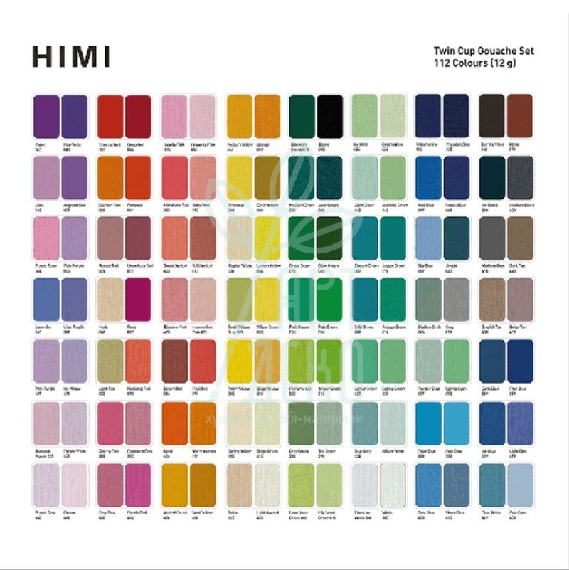 Набір гуашевих фарб Twin Cup, пластиковий пенал, блакитний, 112х12 мл, HIMI