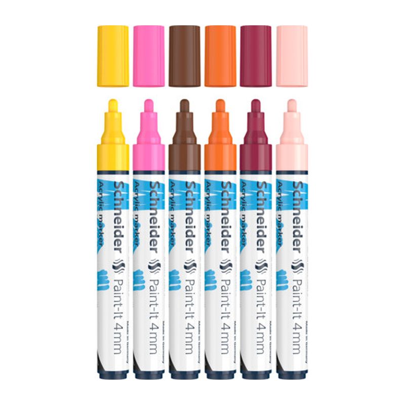 Набір маркерів акрилових Paint-it 320 Wallet Set1, 4 мм, 6 шт, Schneider 