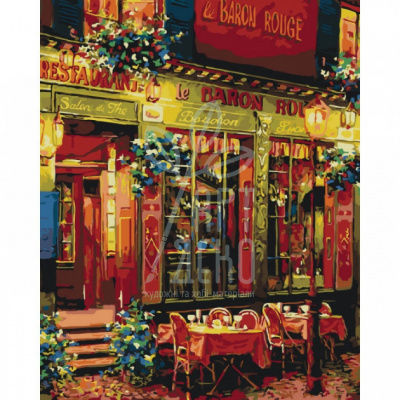 Набір для розпису за номерами Міський пейзаж "Французький ресторанчик", 40х50 см, Ідейка