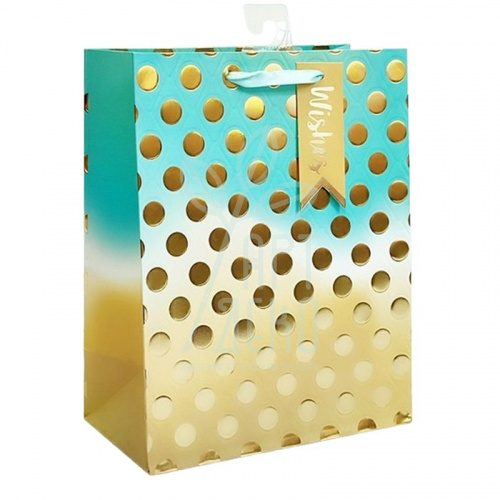 Пакет подарунковий "Кольорові горохи", 18х23х10 см, Україна