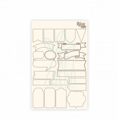 Чипборд для скрапбукінгу класичний "Теги", білий картон, 12,6х20 см, ROSA Talent