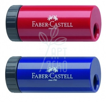 Точилка з контейнером, кругла, червона/синя, Faber-Castell