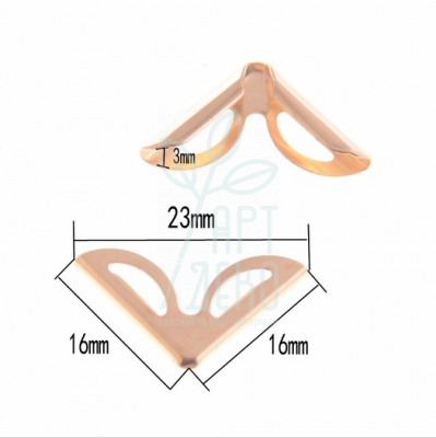 Кутик металевий декоративний, з отворами, 16х16х23 мм, бронза, Китай