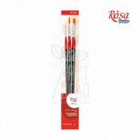 Набір пензлів 4, Синтетика, 3 шт., плоска (№ 10), кругла (№ 0,6), д.р., ROSA STUDIO