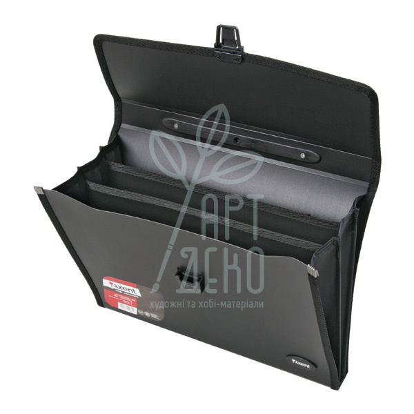 Портфель пластиковий, 3 відділення, А4 (21х29,7 см), чорний, Axent
