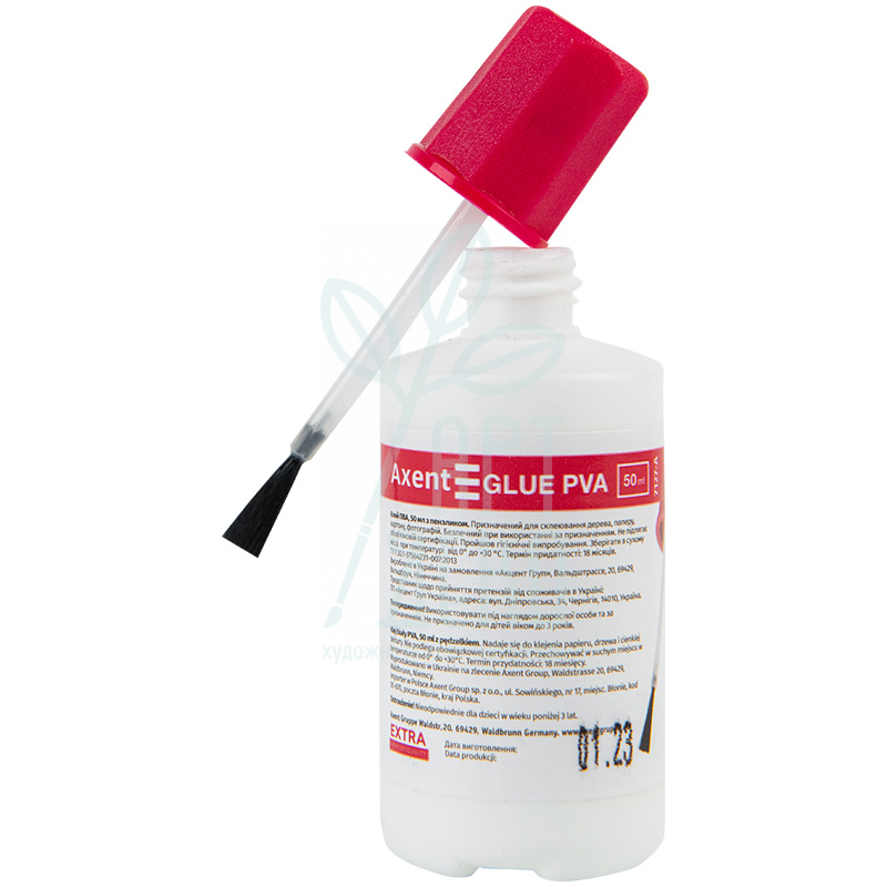 Клей ПВА "Extra", з пензликом, 50 мл, Axent
