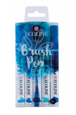Набір пензлів-ручок Ecoline Brushpen BLUE, 5 кол., Royal Talens