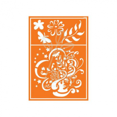 Трафарет-самоклейка багаторазовий для текстилю Javana, А4 (21х29,7 см), Дівчина-Квітка, Kreul