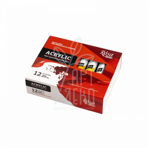 Набір акрилових фарб Studio, 12x20 мл, ROSA 
