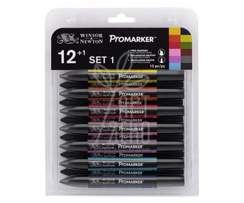 Набір маркерів перманентних двосторонніх Promarker Set 1, 12 шт., W&N