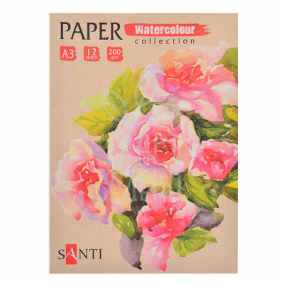 Набір акварельного паперу Paper Watercolor Collection, А3, 200 г/м2, 12 л., Santi