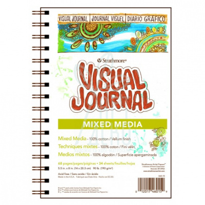 Блокнот Strathmore Visual Journal Mixed Media, спіраль, 14х20,3 см, 190 г/м2, 34 л., Strathmore