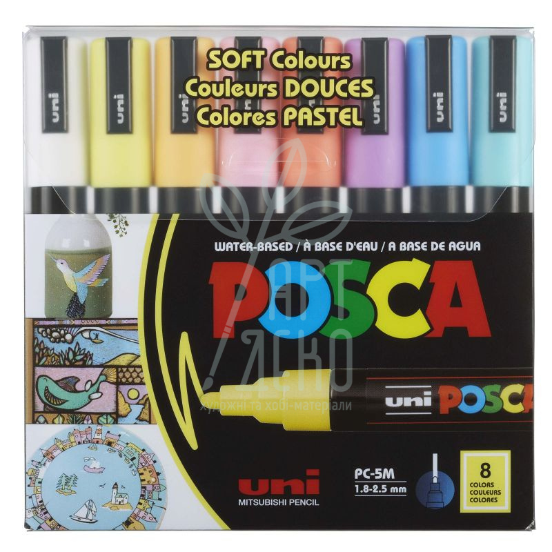 Набір маркерів акрилових Posca Soft Color, 1,8-2,5 мм, 8 шт, Uni
