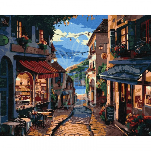 Набір для розпису за номерами "Французька вуличка", 40х50 см, Ідейка