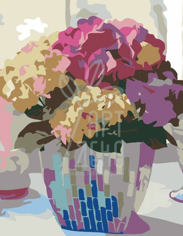 Набір для розпису за номерами "Ніжні гортензії", 35х45 см, ROSA START