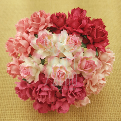 Квіти паперові Троянда Cottage Rose, рожеві тони, 3 см, 5 шт., Тайланд