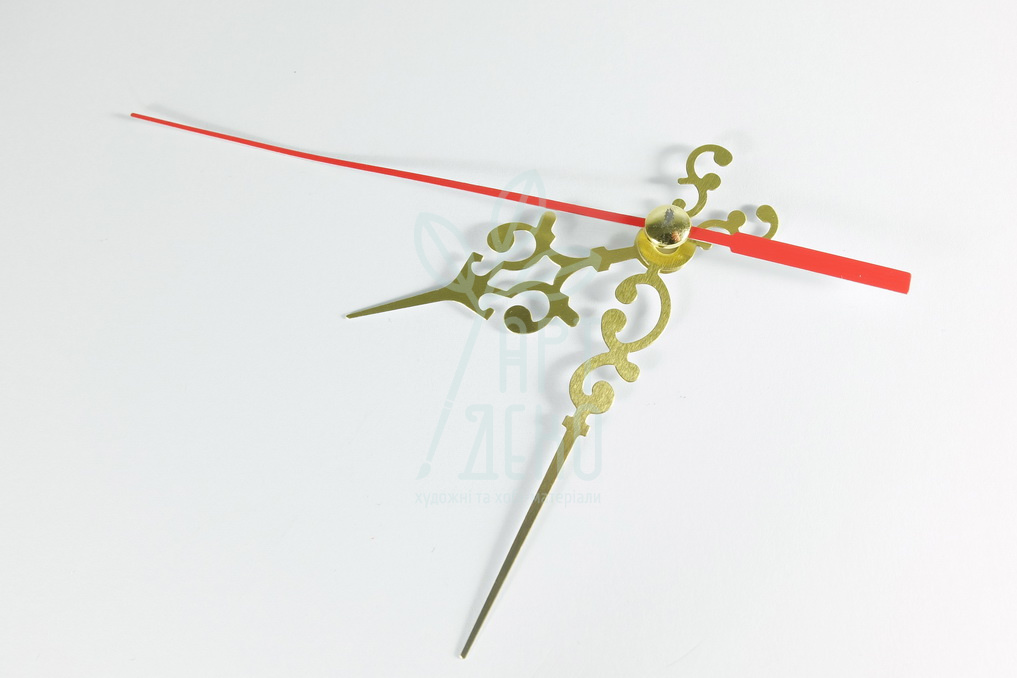 Стрілки для годинникового механізму. №А81/7 (68/51 мм), золоті, 2 шт, Україна