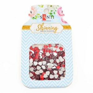 Набір страз "Сердечка", червоні, 8 г, Santi