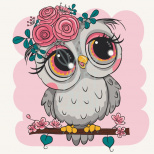 Набір для розпису за номерами "Совеня з квітами 2", 30х30 см, ArtCraft