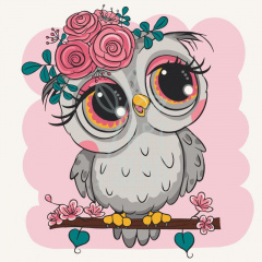 Набір для розпису за номерами "Совеня з квітами 2", 30х30 см, ArtCraft