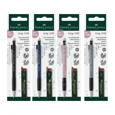 Набір олівець механічний GRIP 1345, асорті кольорів, + грифель, Faber-Castell Набір олівець механічний GRIP 1345, асорті кольорів, + грифель, Faber-Castell